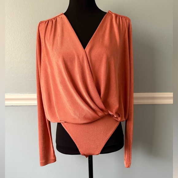 Free People Tops - Free People Coral Wrap Bodysuit